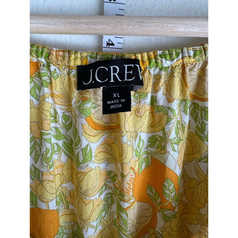 J.Crew Limone Print Cotton Lawn Mini Dress Smocked XL BR418 Citrus Yellow - Picture 10 of 15